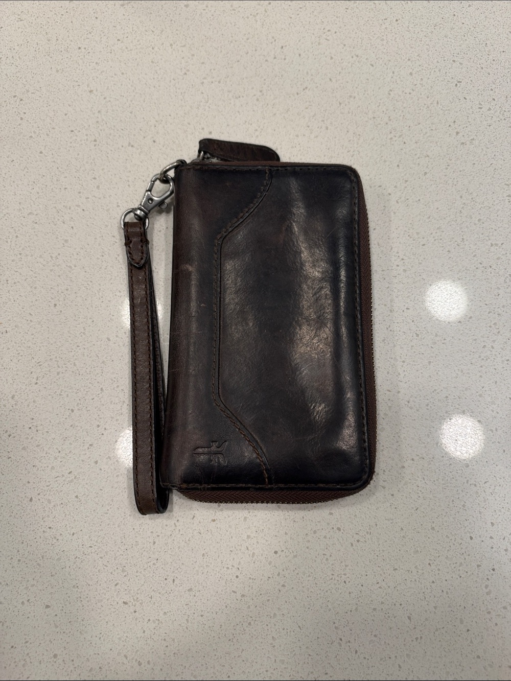 Frye Leather Phone Clutch Wristlet Wallet Chocolate Brown